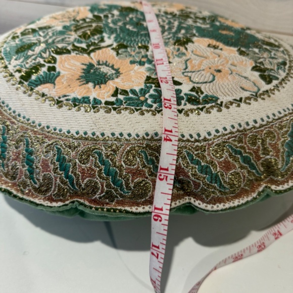 Vintage Handmade Embroidered Floral Throw Pillow - Picture 7 of 8